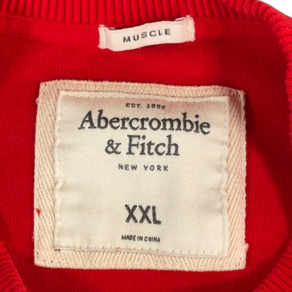 Abercrombie & Fitch Sweater Adult MEDIUM Red Muscle V Neck Pullover Cotton - Picture 4 of 9